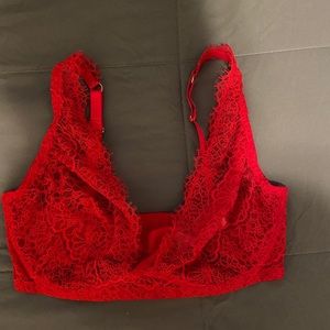 NWOT VS 38DDD unlined lace plunge red bra